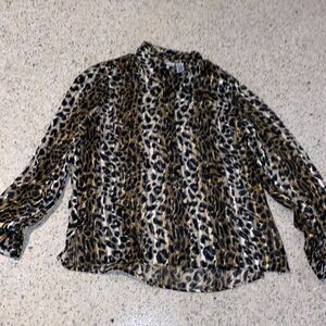 JOANNA CHEETAH TOP VINTAGE MEDIUM BUTTON DOWN